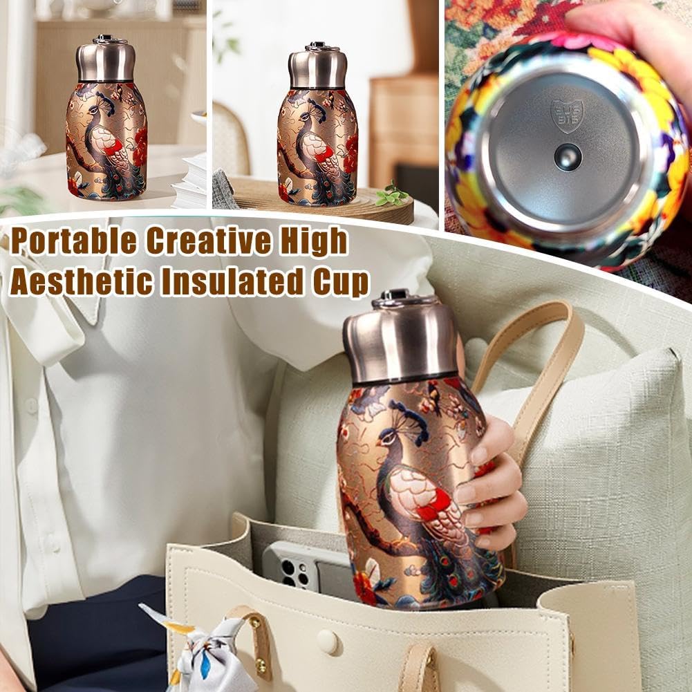 AM7803 COMPACT STAINLESS STEEL MINI BOTTLE WITH CARRYING RING FOR CONVENIENT ON THE GO HYDRATION - PRINTED - Image 3