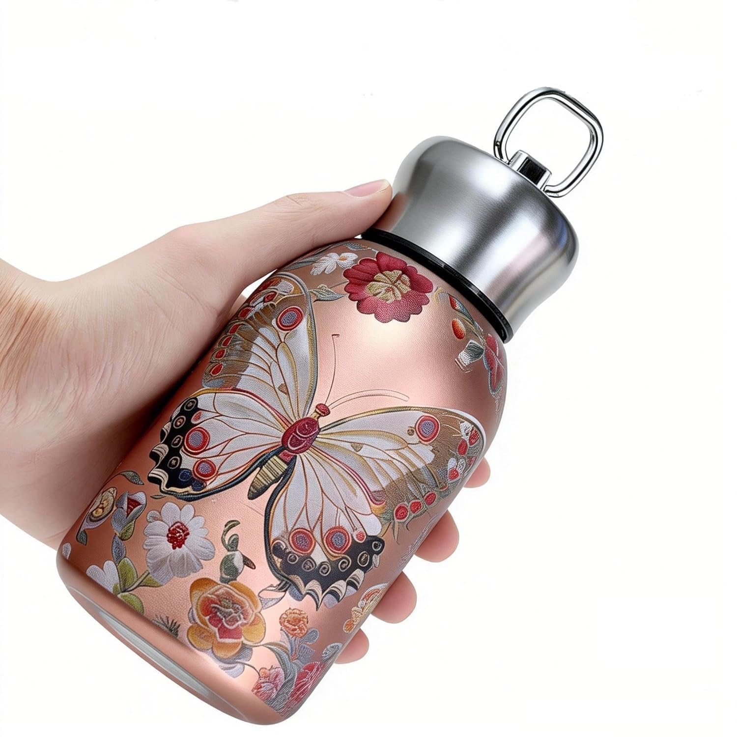 AM7803 COMPACT STAINLESS STEEL MINI BOTTLE WITH CARRYING RING FOR CONVENIENT ON THE GO HYDRATION - PRINTED - Image 4