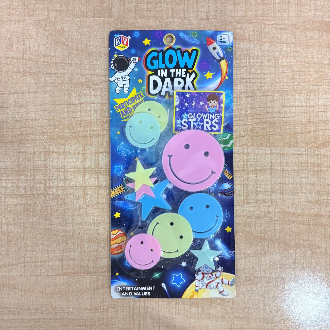 AM7820 Glow in the Dark Stars and Smiley Faces Wall Decor Sticker Set - Image 3