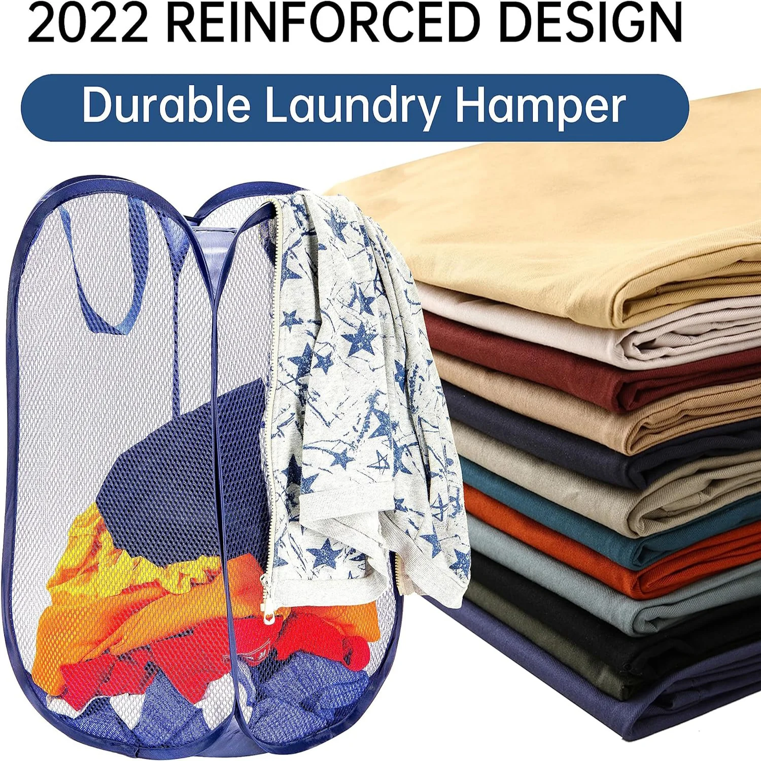 0248 Laundry Hamper Mesh Fabric For Ventilation Foldable Storage Pop Up Clothes Basket - Image 10