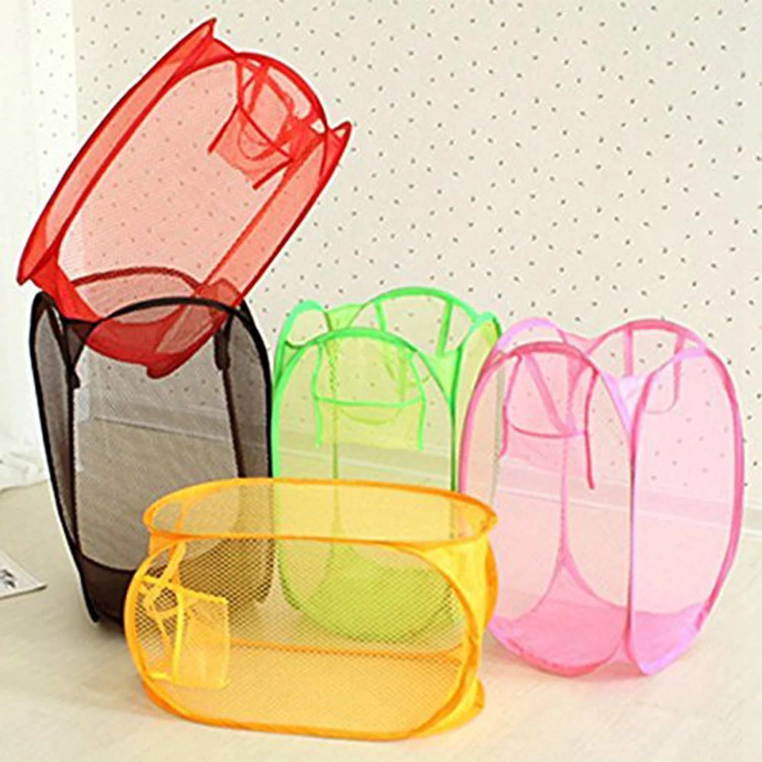 0248 Laundry Hamper Mesh Fabric For Ventilation Foldable Storage Pop Up Clothes Basket - Image 7