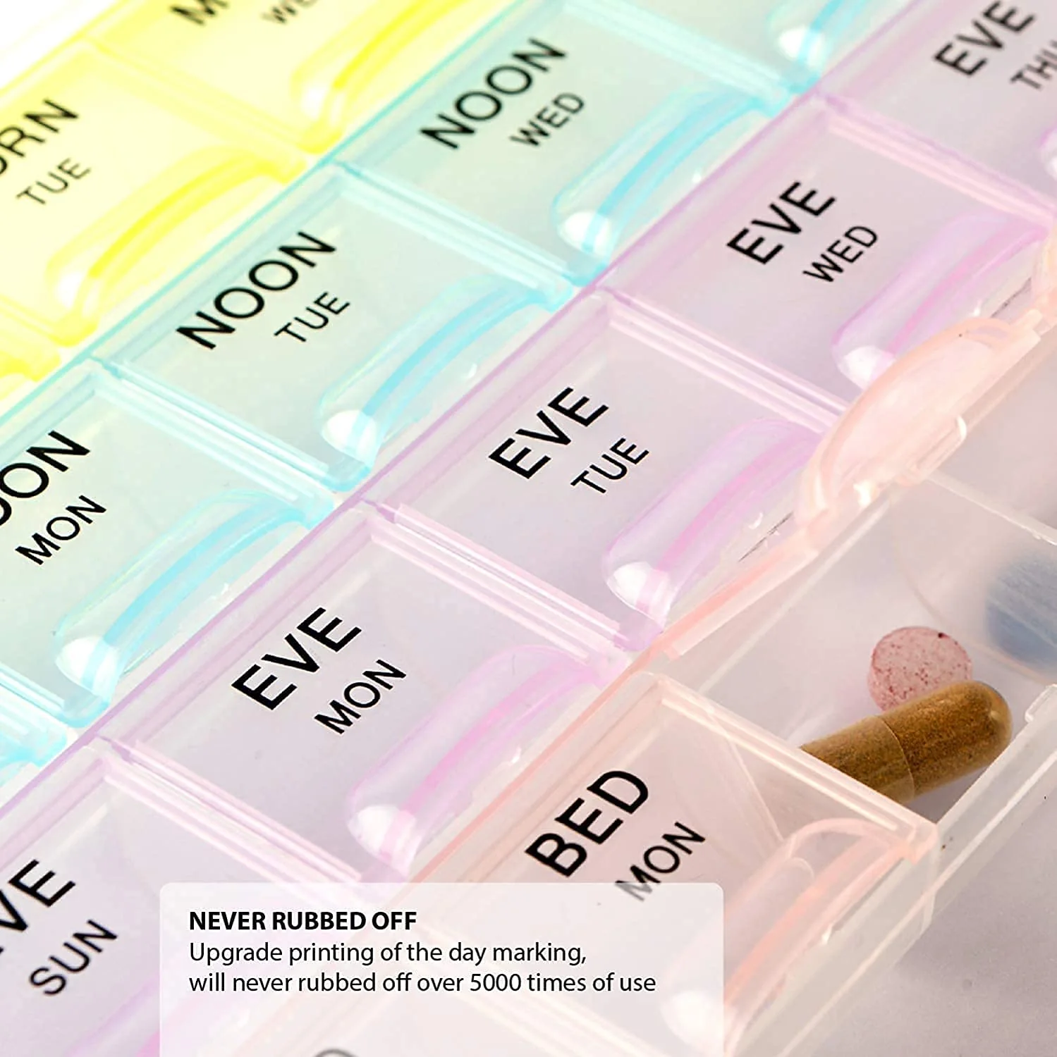 0383 Pill Case- 4 Row 28 Squares Weekly 7 Days Tablet Box Holder - Image 3