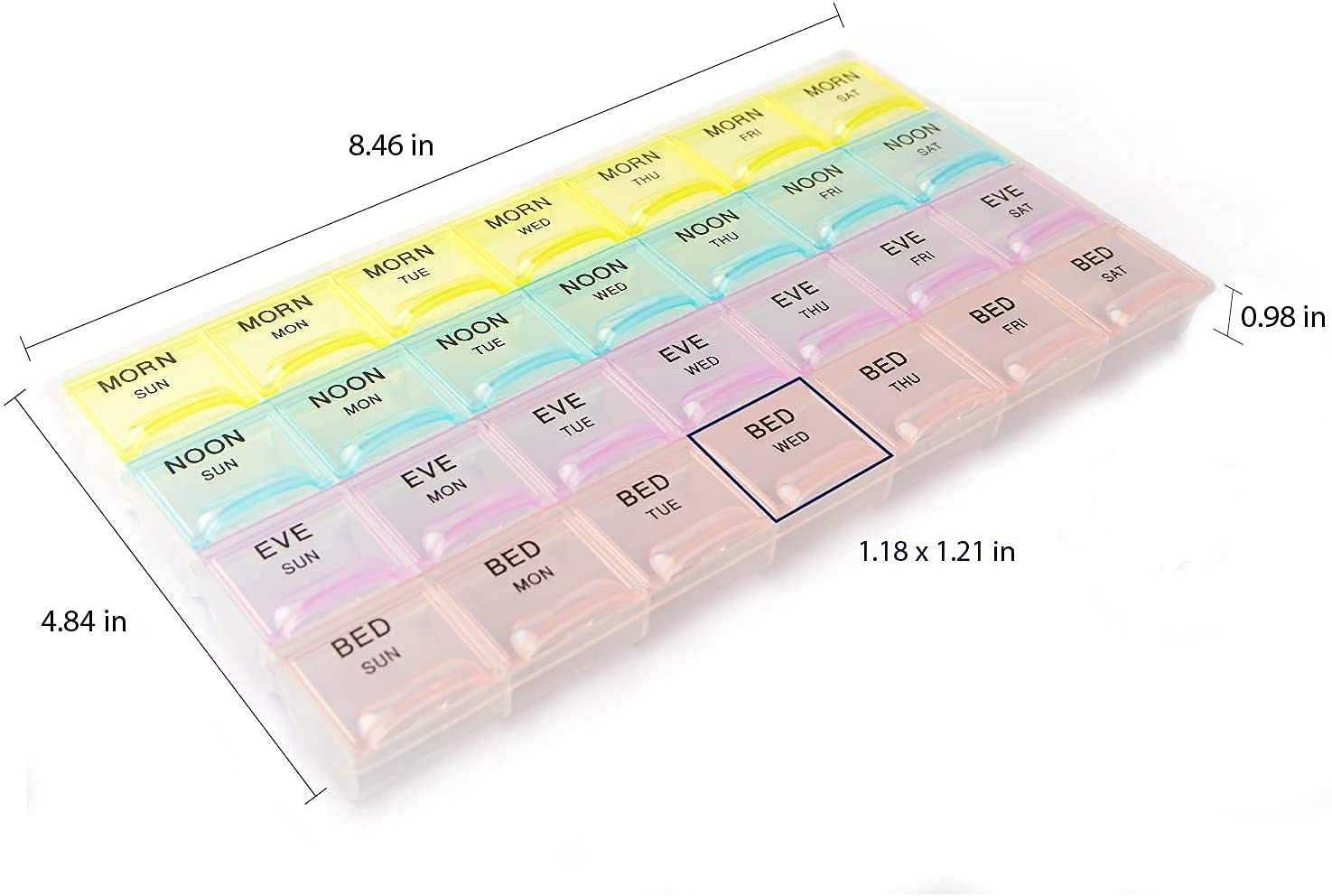 0383 Pill Case- 4 Row 28 Squares Weekly 7 Days Tablet Box Holder - Image 5
