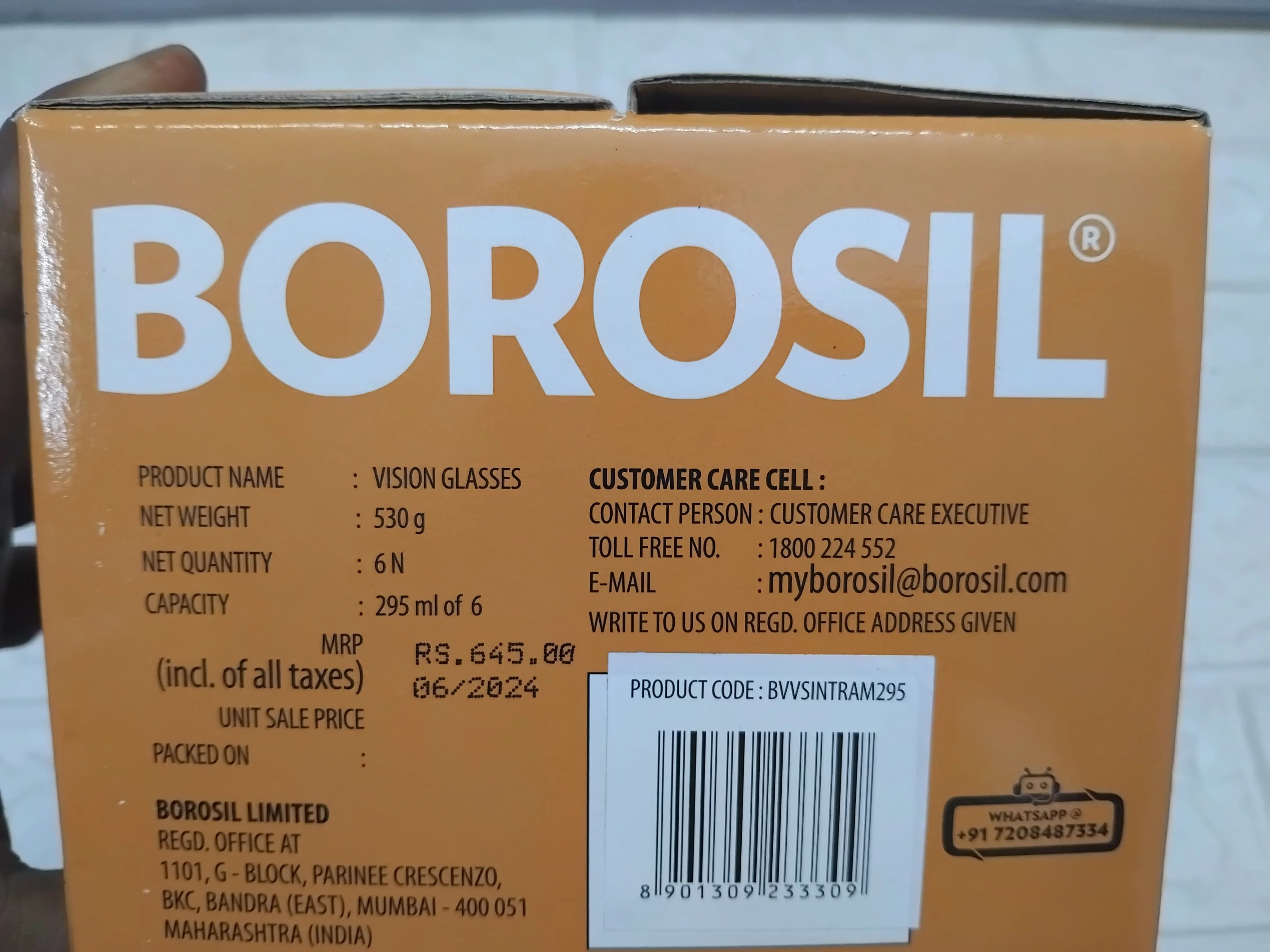AM3676 Borosil Sintra Series 295ml Drinking Glass Medium 6Pcs Set (BVVSINTRAM295) - Image 10