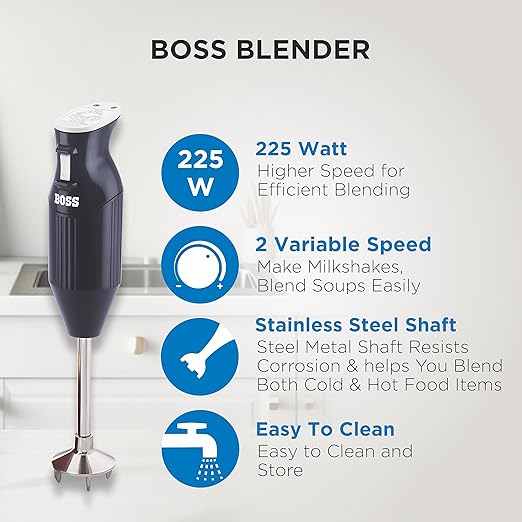 AM3045 Boss Stainless Steel B132 Portable Hand Blender 225W Watt - Image 4