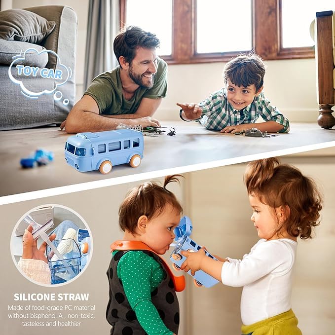 3242 Bus Water Bottle 500ml Car Water Cup with Straw and Strap - Image 8