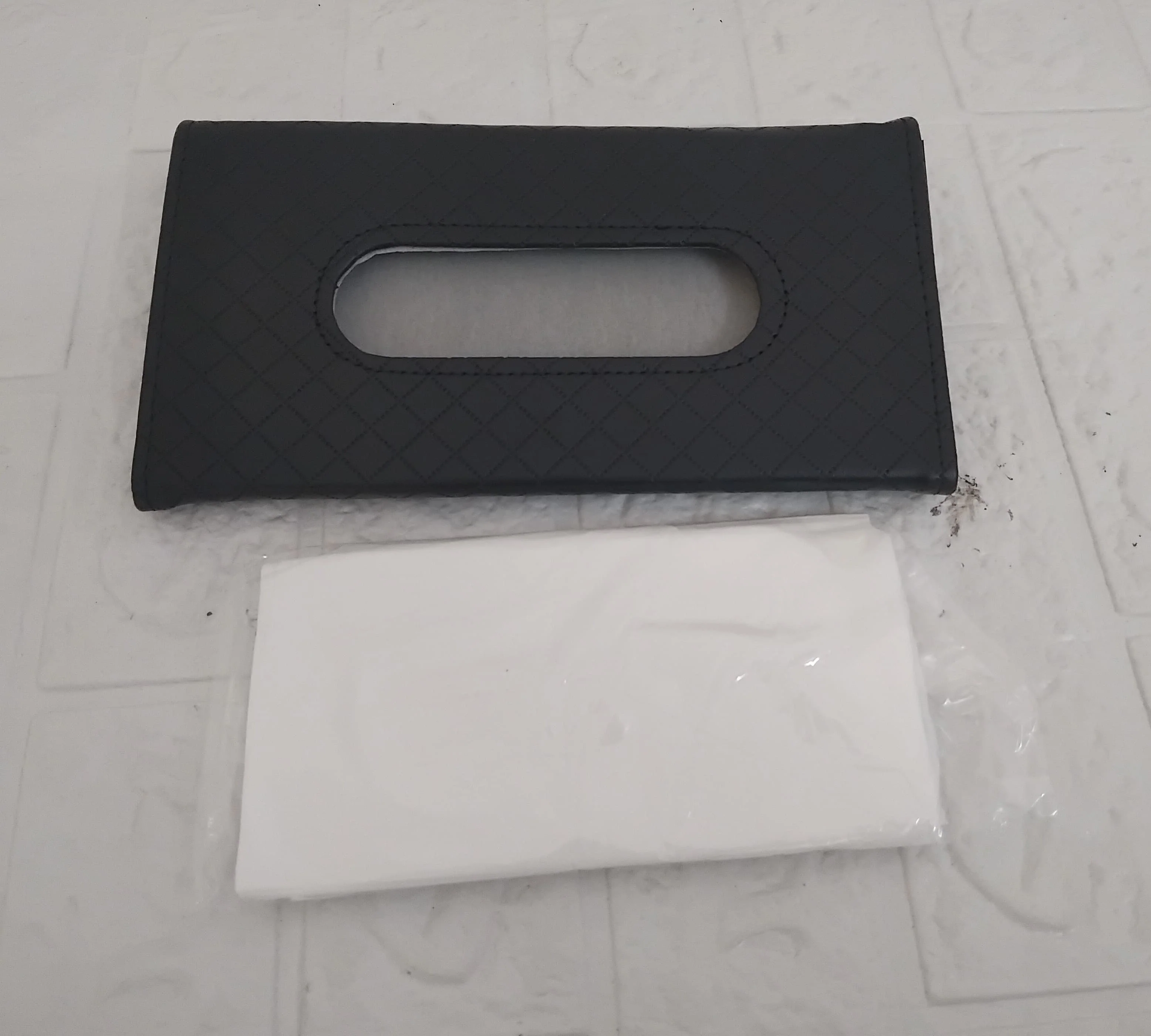 AM3410 Premium Leather Sun Visor Mount Tissue Holder With Tissue - Image 12