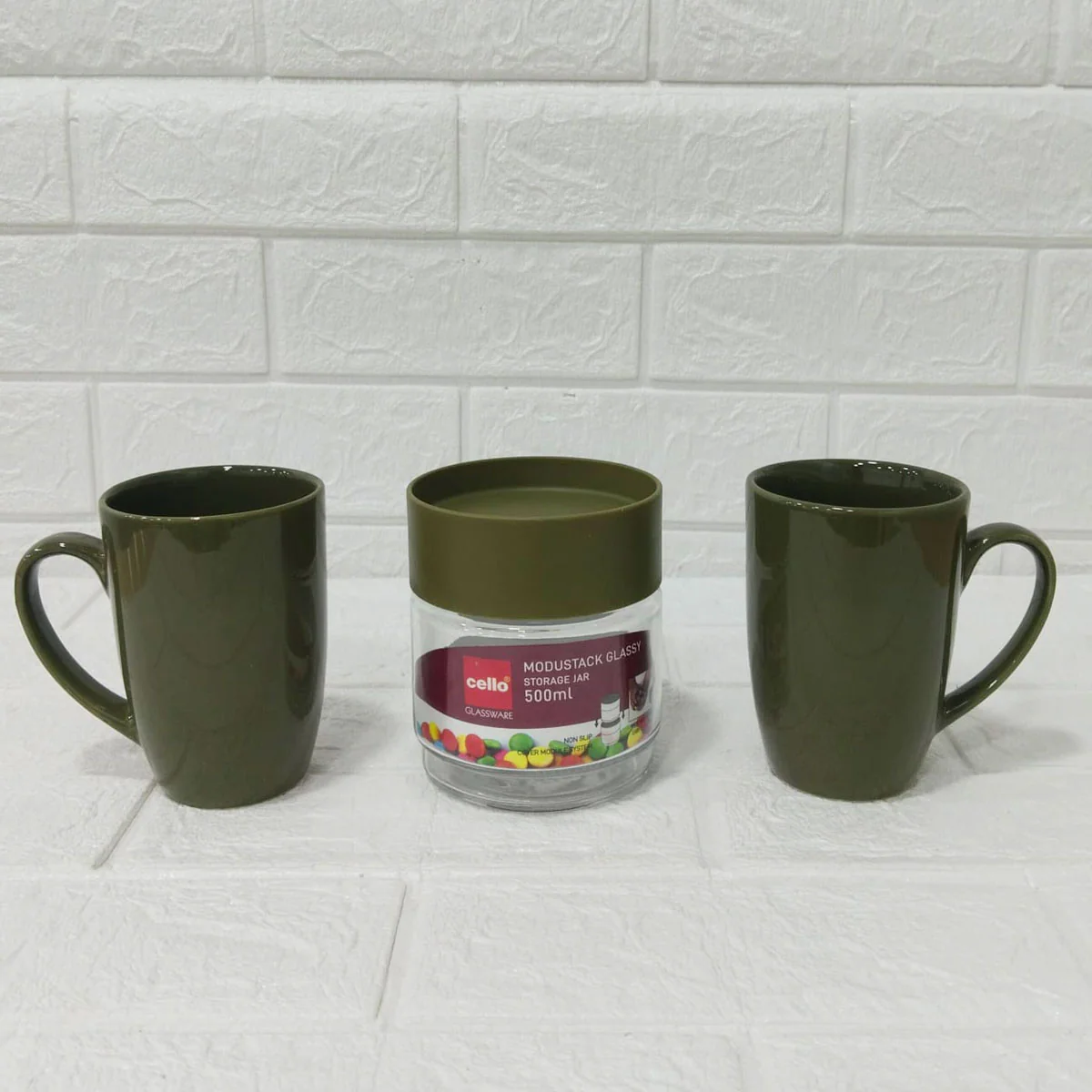 Di0246 Cello Glassware Glorious Gift Set -3-Piece Gift Set | 2 Coffee Mugs (280ml) + 1 Glass Jar (500ml) - Image 2