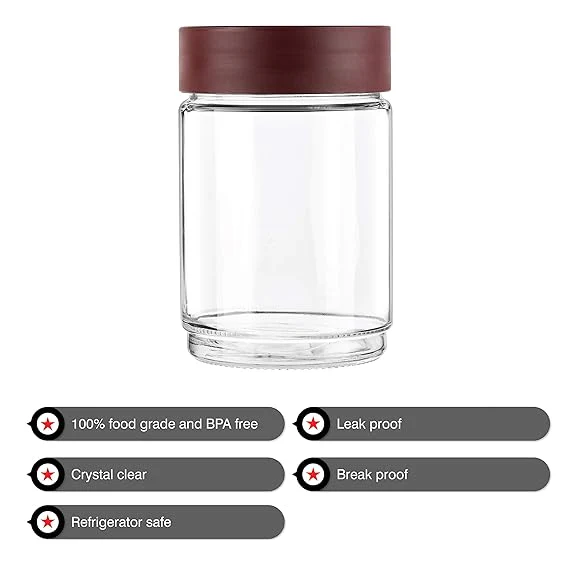 AM0662 CELLO Modustack Glassy Storage Jar | Glass Jar with Lid | Air Tight Steel Lid and Stackable | For Storage of Food, Pulses, Spice, Cereals, Cookies, Dry Food | 1500ml, Maroon - Image 5