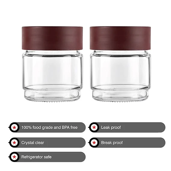 AM0654 CELLO Modustack Glassy Storage Jar | Glass Jar with Lid | Air Tight Steel Lid and Stackable | For Storage of Food, Pulses, Spice, Cereals, Cookies, Dry Food | 500ml, Maroon - Image 5