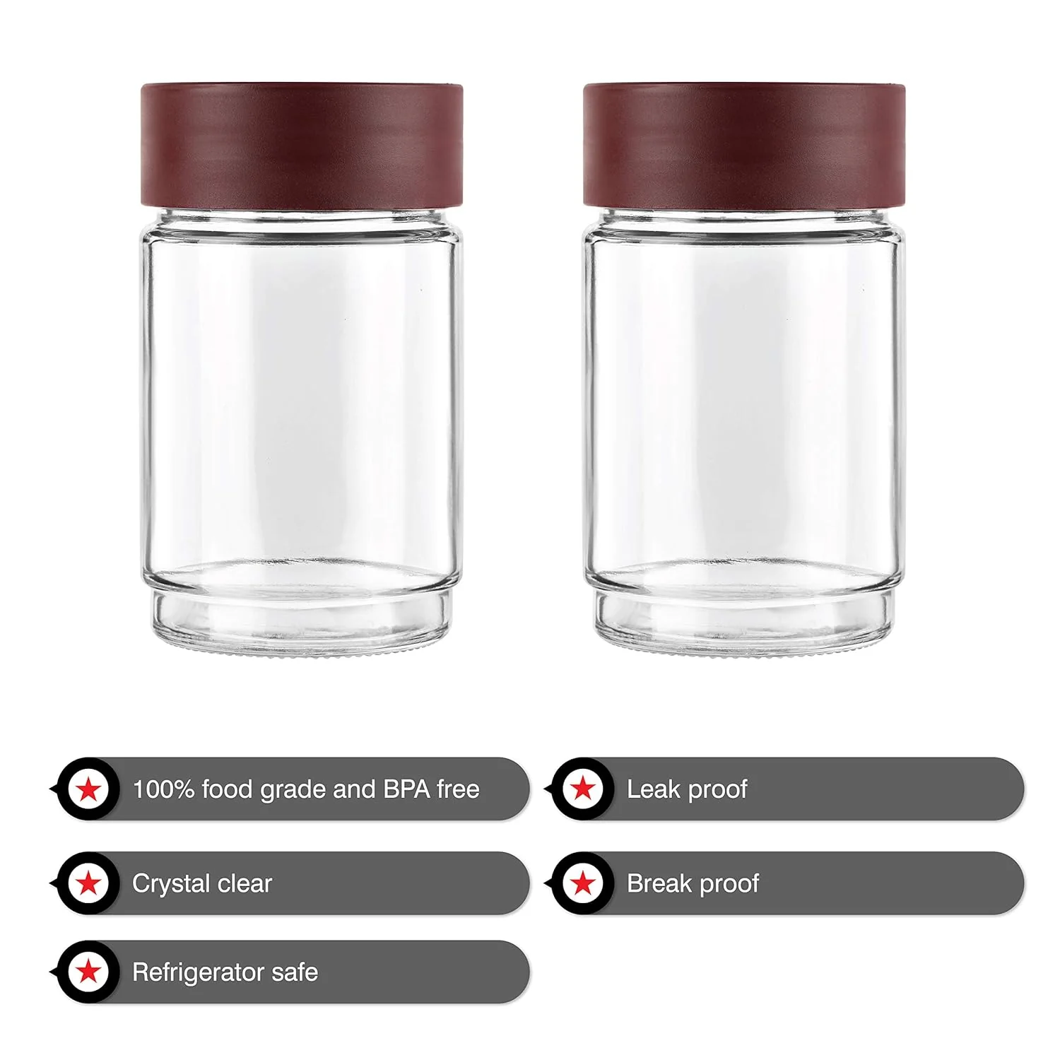AM0655 CELLO Modustack Glassy Storage Jar | Glass Jar with Lid | Air Tight Steel Lid and Stackable | For Storage of Food, Pulses, Spice, Cereals, Cookies, Dry Food | 750ml, Maroon - Image 7
