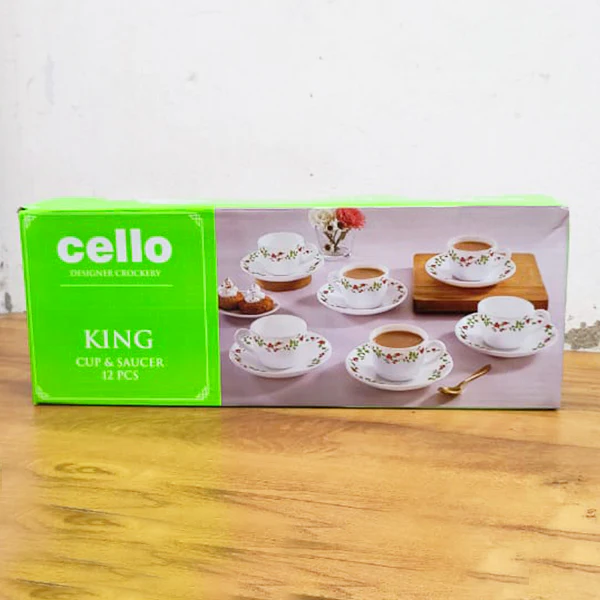 AM0895 CELLO Opalware King And Queen Cup & Saucer set 12 pcs - Image 5