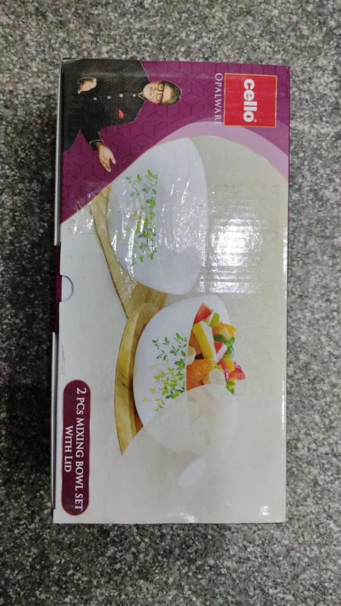 AM0639 CELLO Opalware Mixing Bowl Set with Premium Lid, Green Orchard | Microwave and Dishwasher Safe | Scratch Resistant & Light-Weight | 2 Units - Image 3