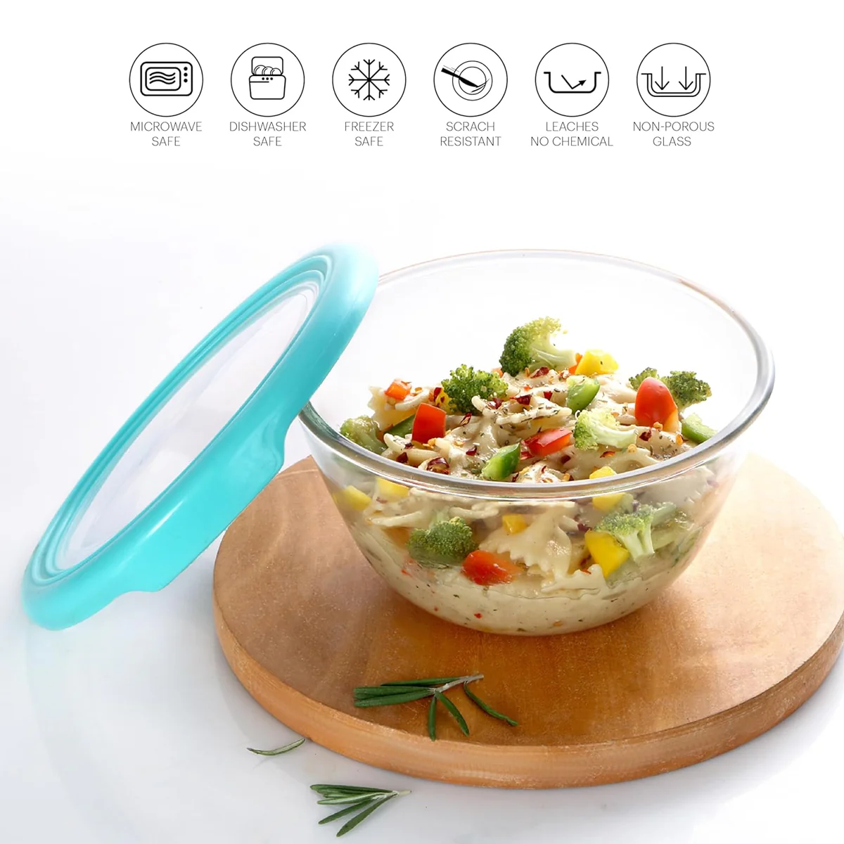 AM0650 CELLO Ornella Toughened Glass Mixing Bowl with Premium Lid | Microwave Safe & Dishwasher Safe | 1500ml, Set of 1 - Image 3