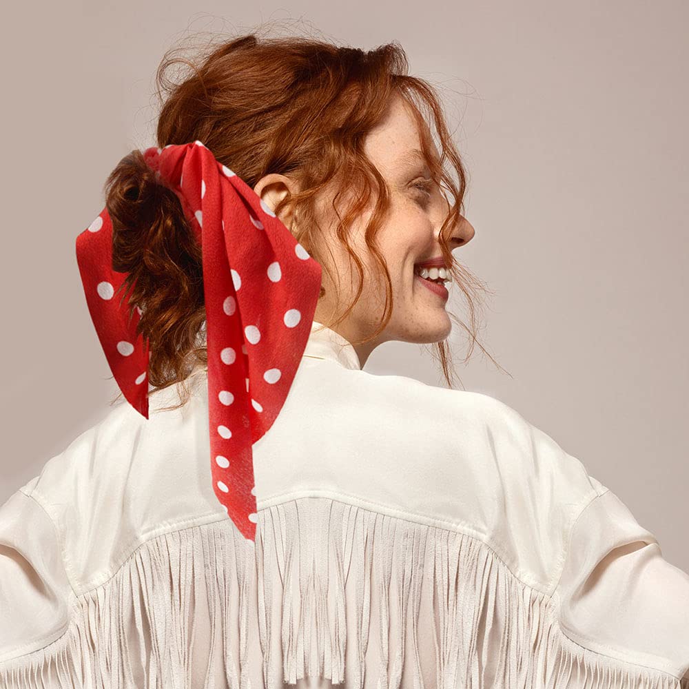 AM1040 Premium Polka Dots Hair Scarf Scrunchies, Elastic Hair Ties for Woman Girl 1 Pieces - Image 5