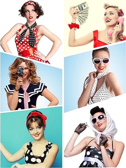 AM1040 Premium Polka Dots Hair Scarf Scrunchies, Elastic Hair Ties for Woman Girl 1 Pieces - Image 7