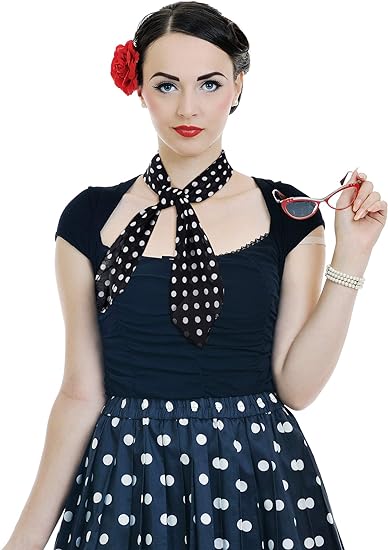 AM1040 Premium Polka Dots Hair Scarf Scrunchies, Elastic Hair Ties for Woman Girl 1 Pieces - Image 8