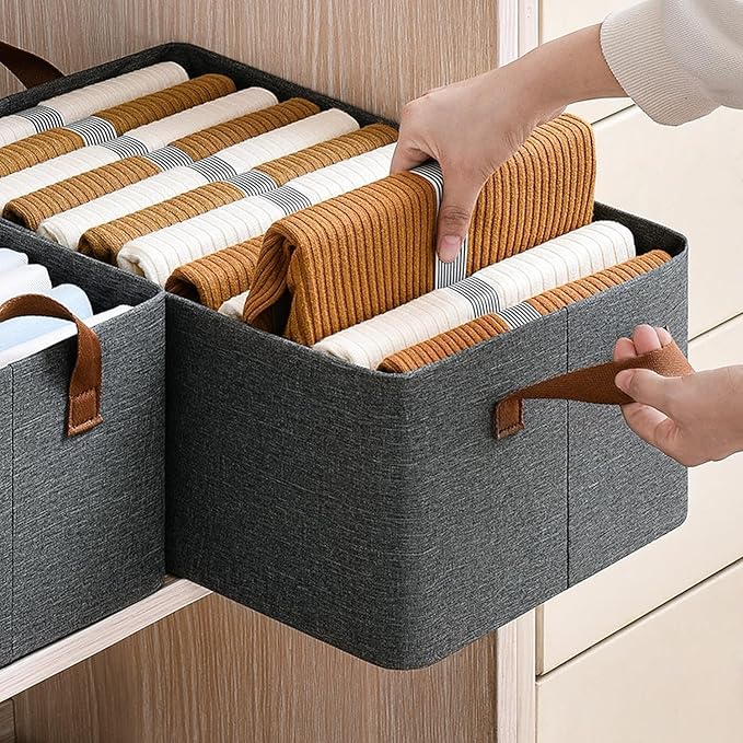 3666 Collapsible Foldable Cloth Basket with Handles - Image 3