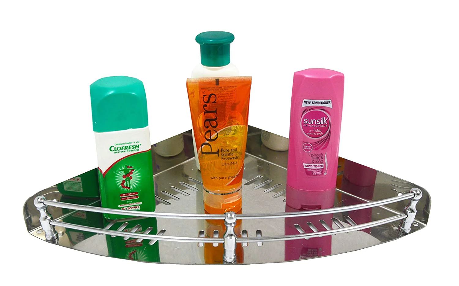 3007 Stainless Steel Multi Purpose round Corner Shelf/Bathroom Shelf/Kitchen Shelf/Bathroom Accessories (12 x 12 Inches) Wall Mount - Image 3