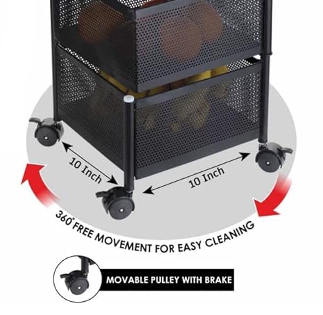 3683 Metal 4 Layer Kitchen Rotating Trolley For Kitchen - Image 10