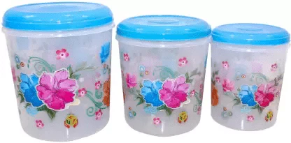 3714 Round Container Set Flower Print ( 5kg, 7kg, 10kg - Image 2