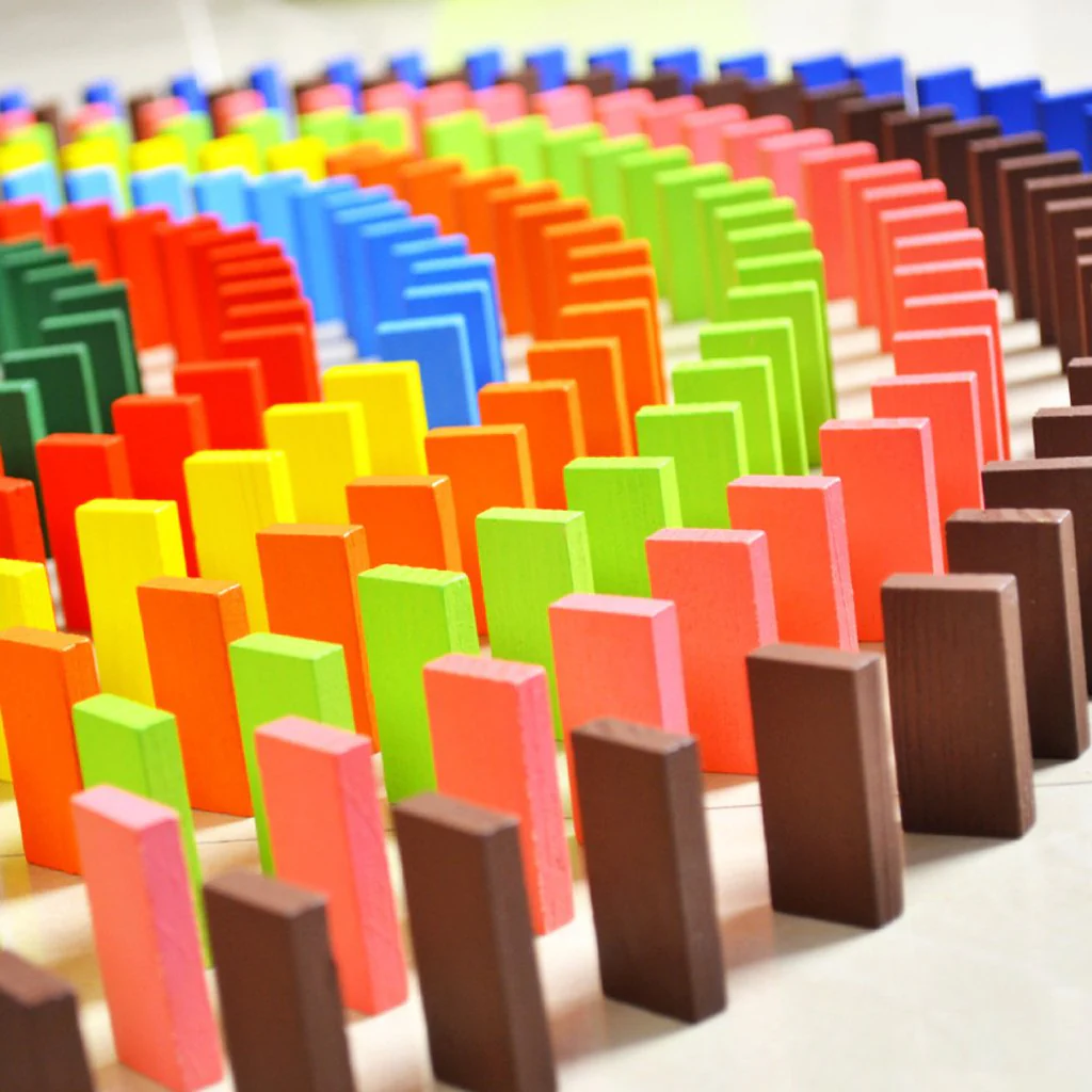 3902 - 100 Pcs/Set Colorful Dominoes Wooden Blocks Children Early Educational Play Toy - Image 5