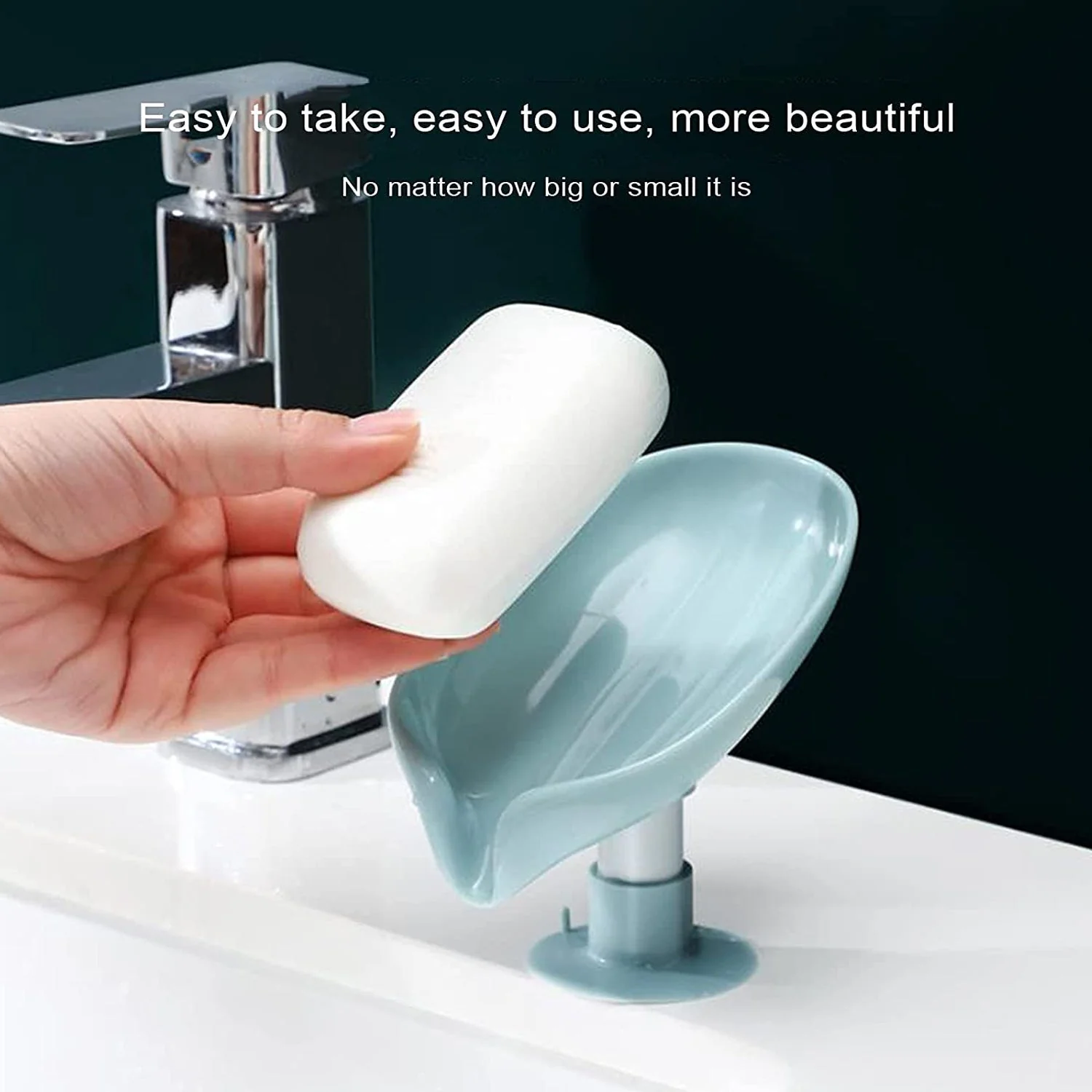 4831 Self Draining Soap Holder for Bathroom Leaf Shape Soap Dish Kitchen Soap Tray - Image 6
