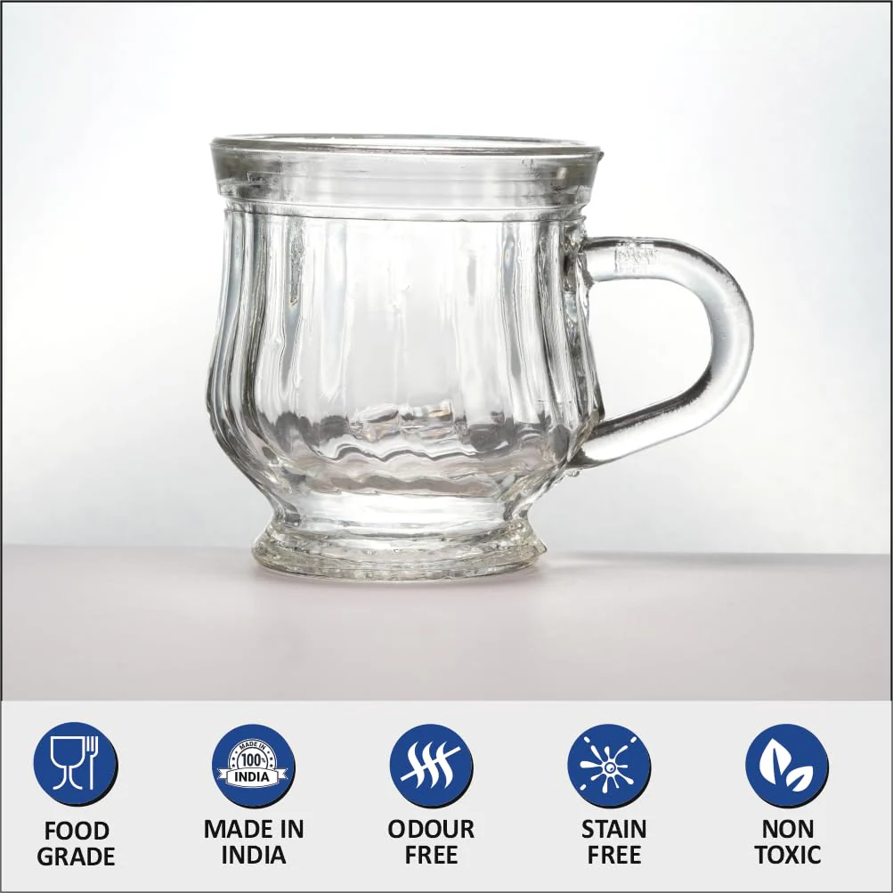 3535 Yera 120ml Glass Tea Cup with Exquisite Design Set of 6 (CT4FS) - Image 3