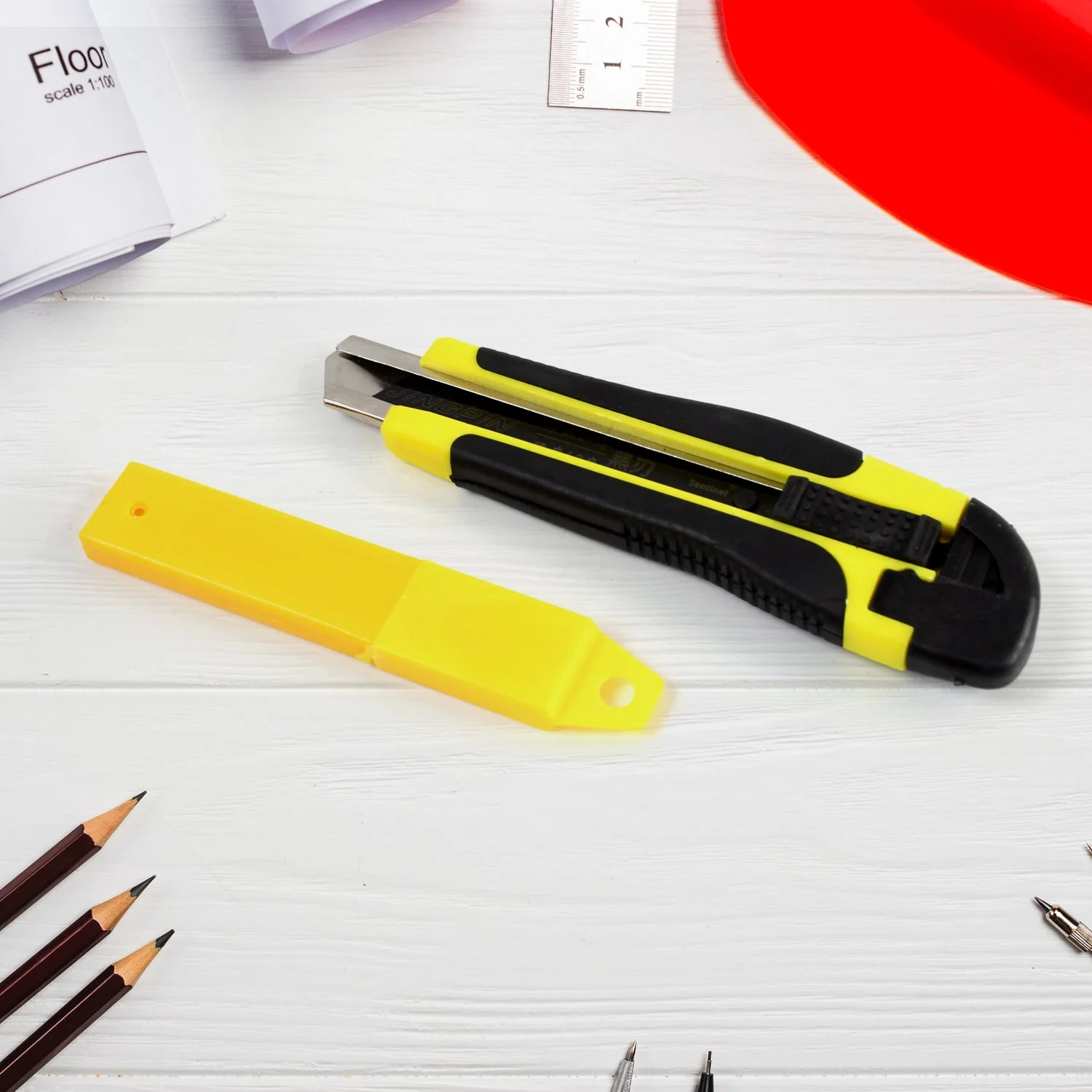 15296 Cutter Knife Set with 1 Replacement Blades, Cutter Knife Advanced Tool (1 Pc / Mix Color)