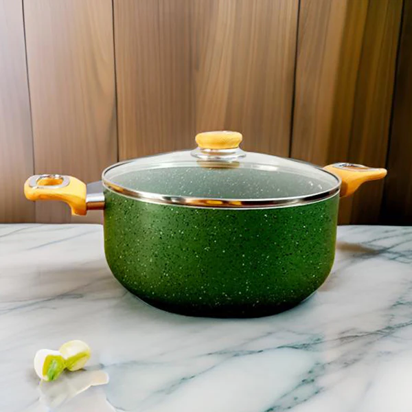 AM3906 Delizio Green Granite Coating Casserole with Glass Lid 24Cm - Image 2