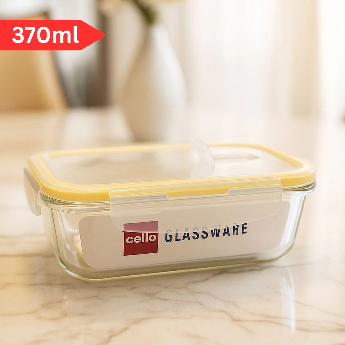 Di0007 Cello Fit & Fresh Clip-O Rectangle Glass Storage Container - 370ml