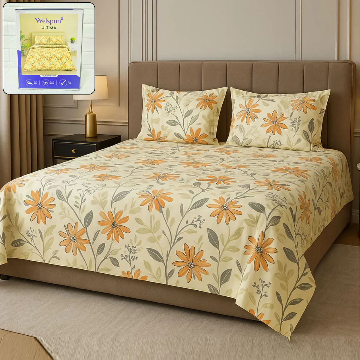 Di0013 Welspun Ultima Double Bedsheet with 2 Pillow Covers Set