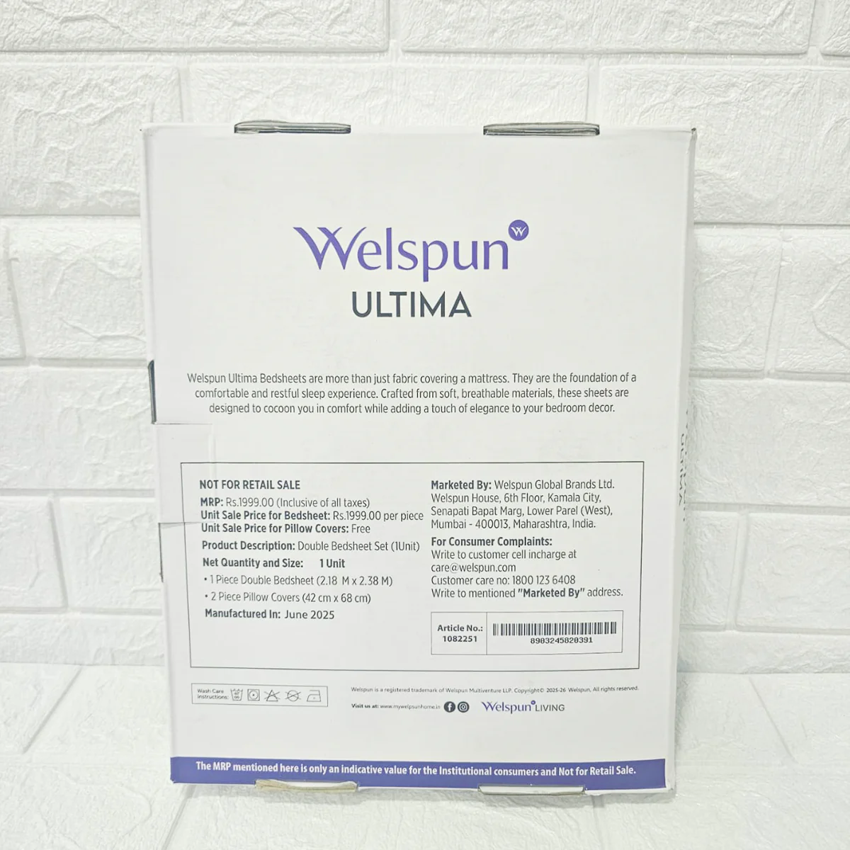 Di0013 Welspun Ultima Double Bedsheet with 2 Pillow Covers Set - Image 5