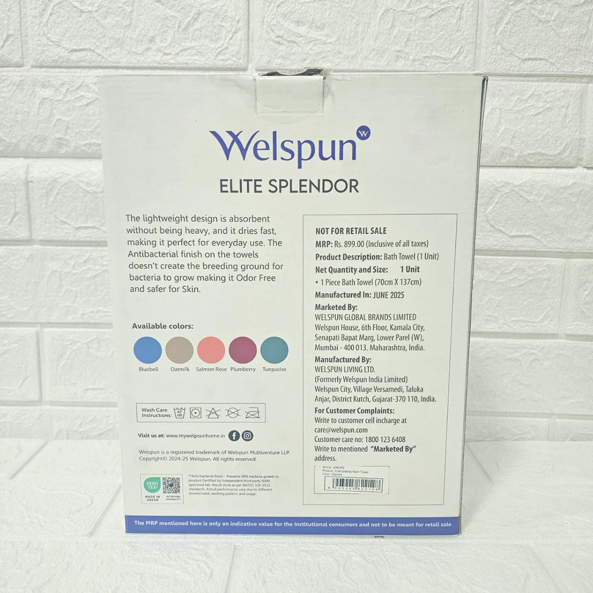 Di0015 Welspun Elite Splendor Bath Towel (70cm x 137cm) - Image 5