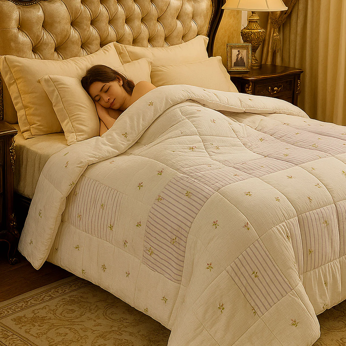 Di0018 Welspun Essentials Classic Corner Double Bed Quilt - 2.28mtr x 2.64mtr - Image 4