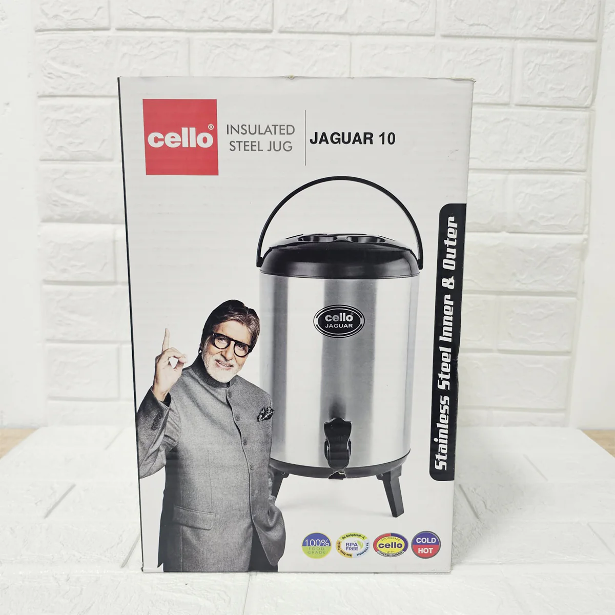 Di0019 Cello Jaguar Stainless Steel Double Walled Water Jug - 10 Ltr - Image 3