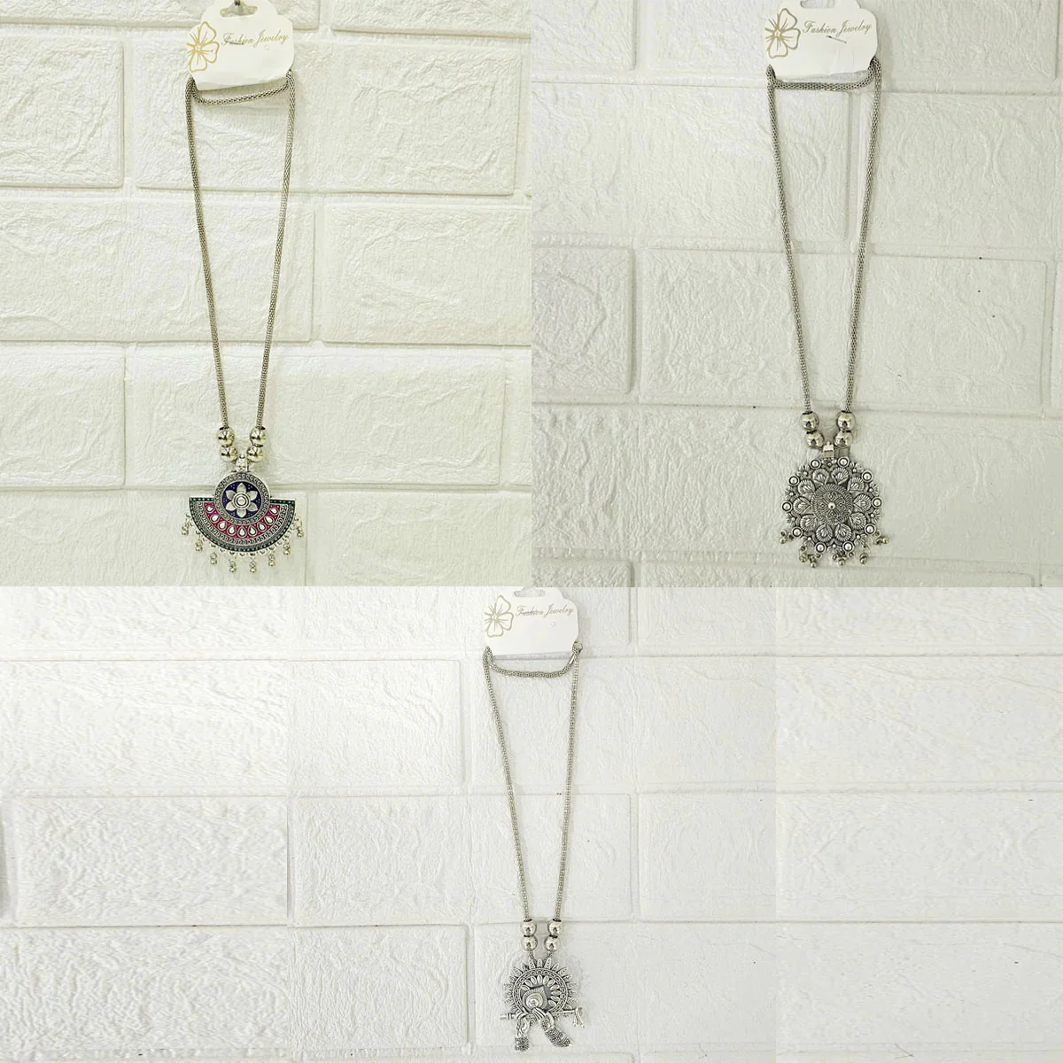 Di0045 Stylish Silver-Toned Multi-Design Pendant Necklace (Multidesign) - Image 12