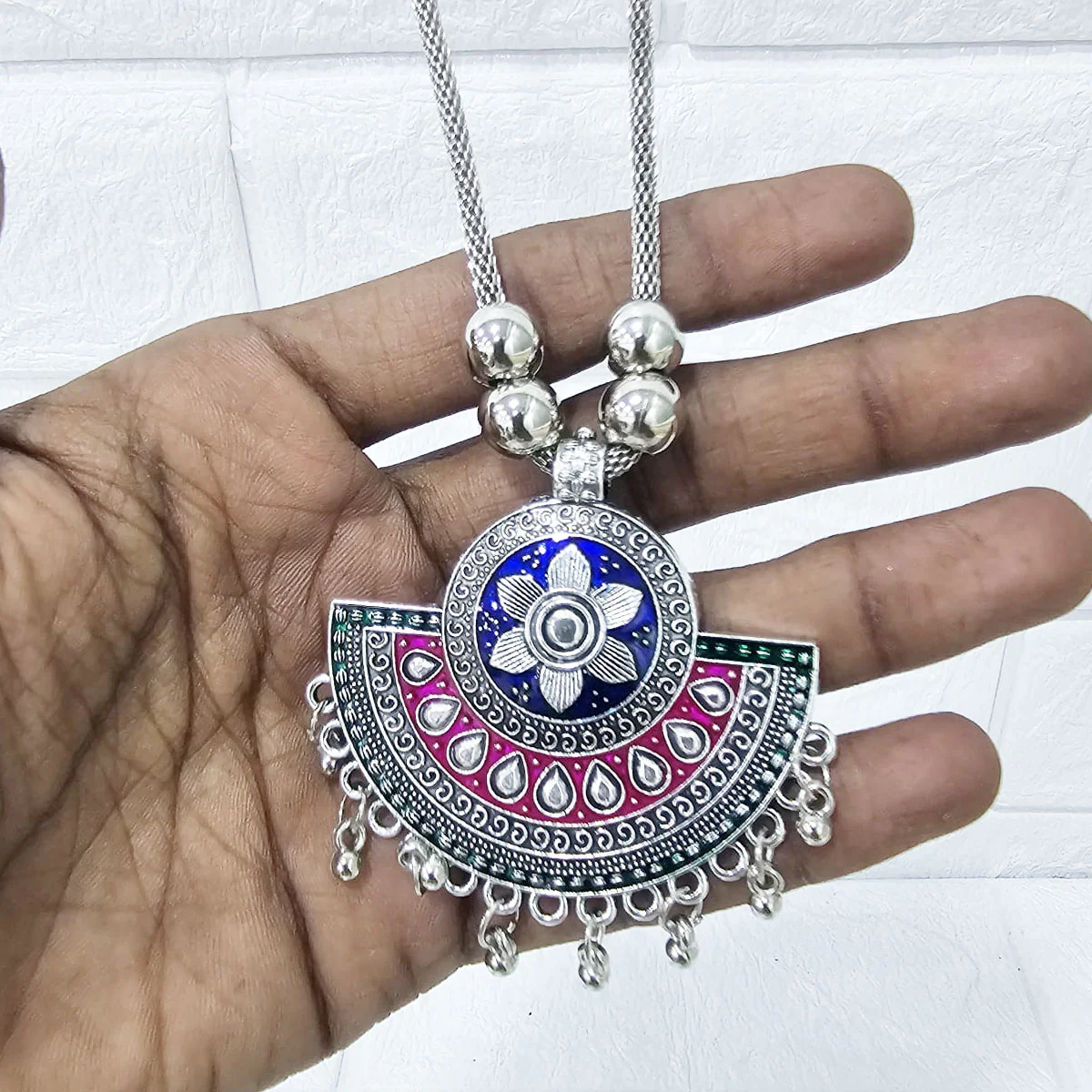 Di0045 Stylish Silver-Toned Multi-Design Pendant Necklace (Multidesign) - Image 4