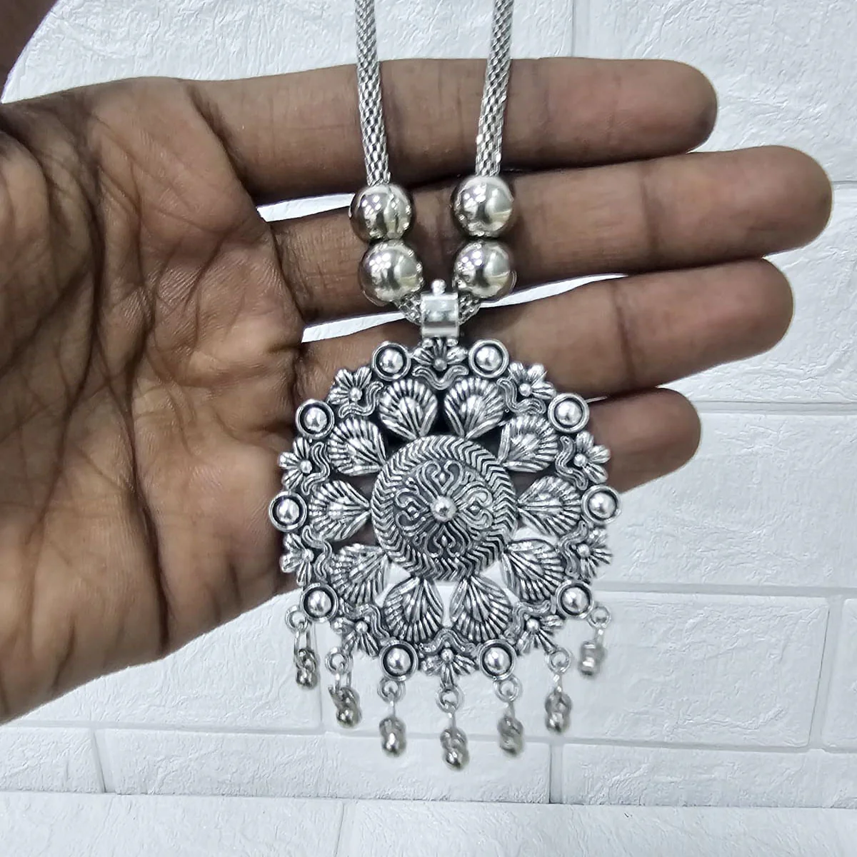 Di0045 Stylish Silver-Toned Multi-Design Pendant Necklace (Multidesign) - Image 7
