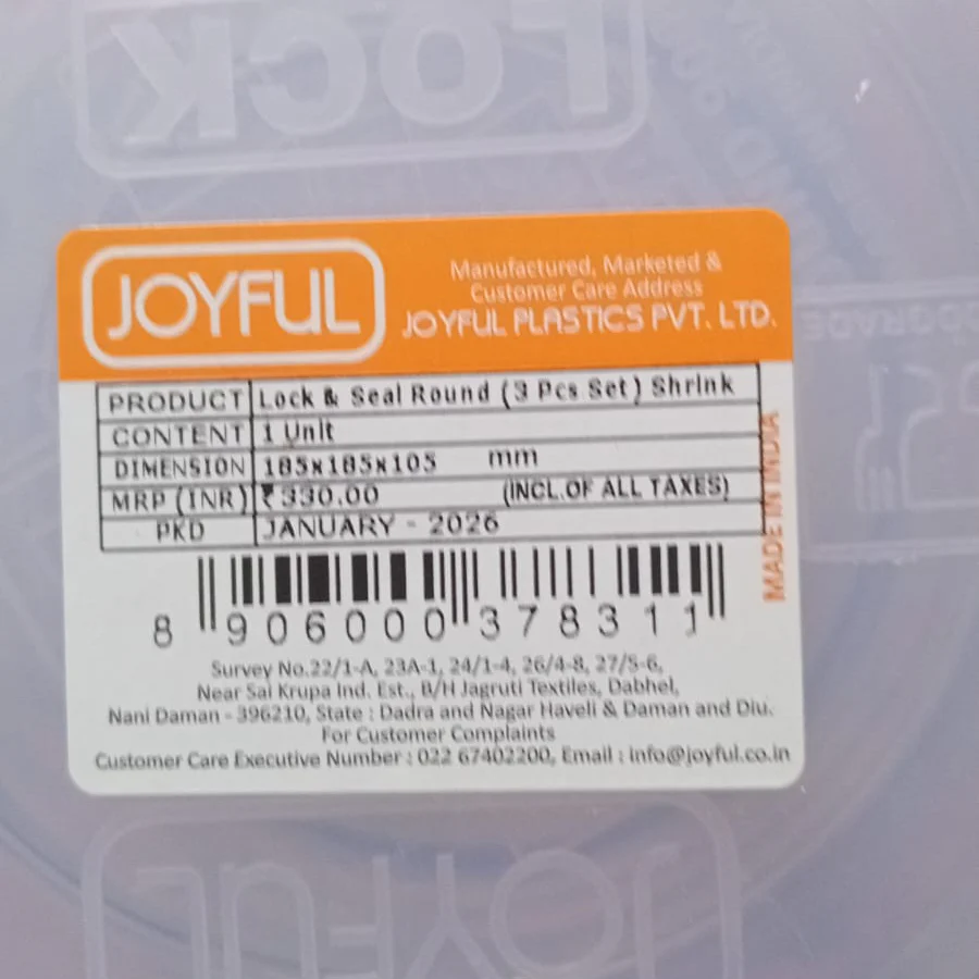 Di0054 Joyful Lock-n-Seal Container (3 pcs) β Airtight Storage, Multiple Sizes - Image 3