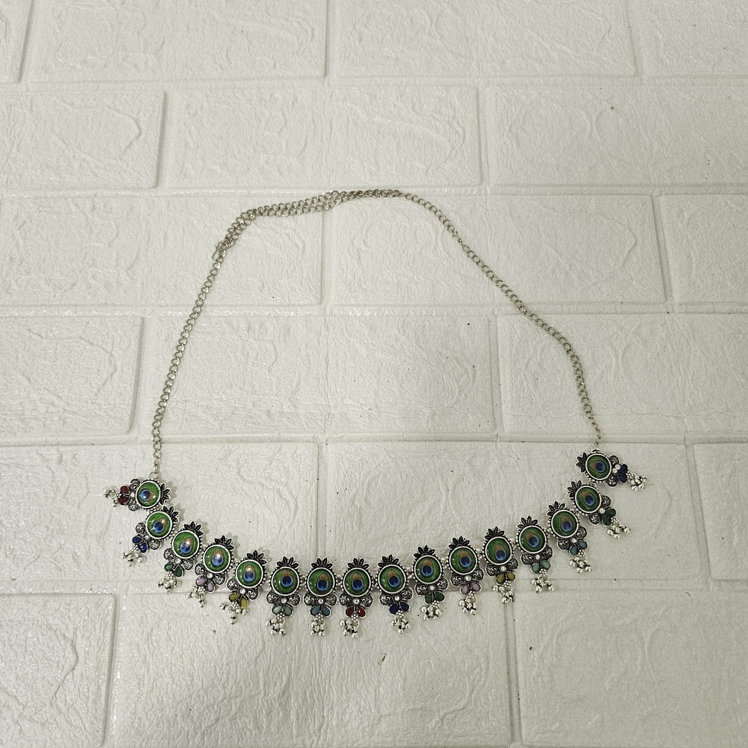 Di0046 Oxidized Silver Dangler Kamarbandh with Colorful Beads and Cowrie Shells (Multidesign) - Image 7