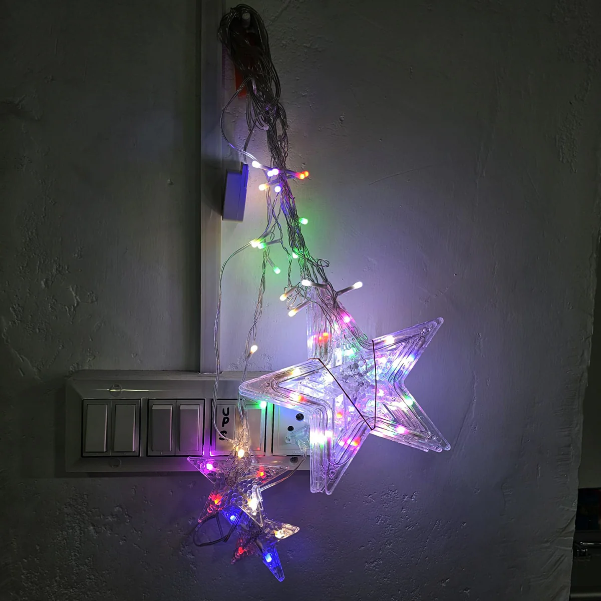Di0063 12 Stars LED Curtain String Lights with Flashing Modes - 6x6 (Rgrb) - Image 6