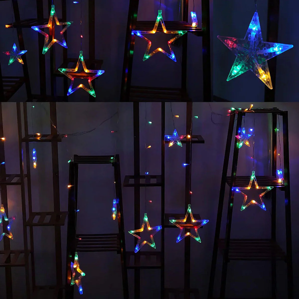Di0062 12 Stars LED Curtain String Lights - 6x6 (Multicolour) - Image 5