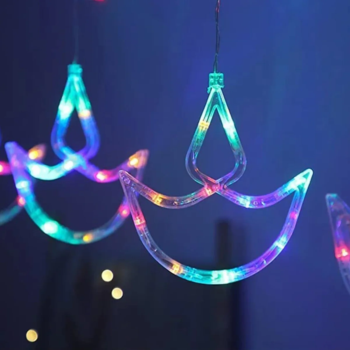 Di0064 12 Diyas Window Curtain LED Lights - 6x6 (Multicolour) - Image 2