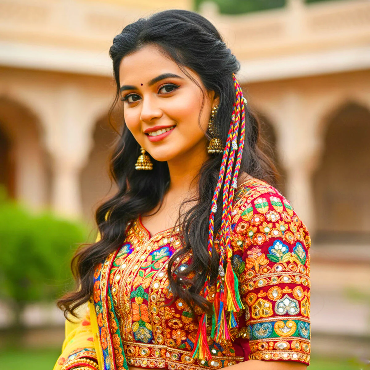 Di0144 Navratri Look Hair Braids with Rubber Bands Girl and Women - Image 2