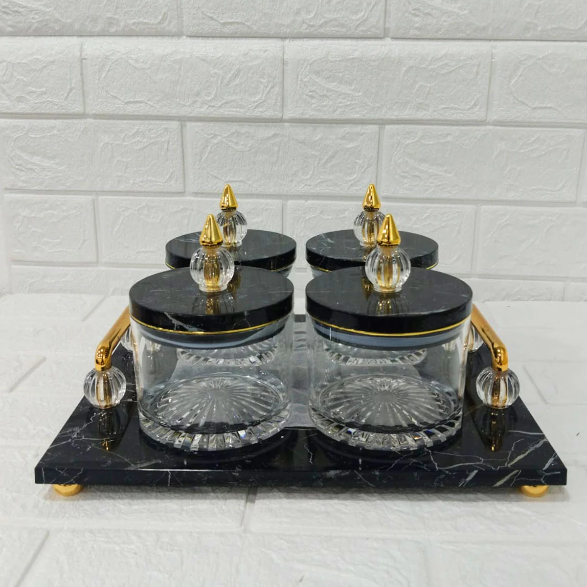 Di0154 Rishabh Super Rubikon Set 4 Multipurpose with Marble Finish Tray Set - Image 2