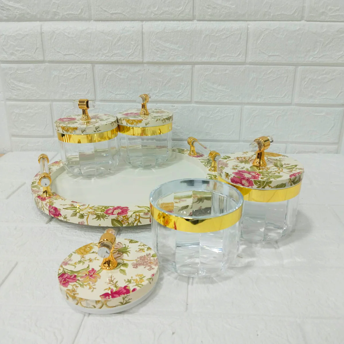 Di0155 Rishabh Super Evoque DLX Multipurpose Container Set of 4 with Tray – Heavy Acrylic 360° Rotating Candy Storage - Image 3