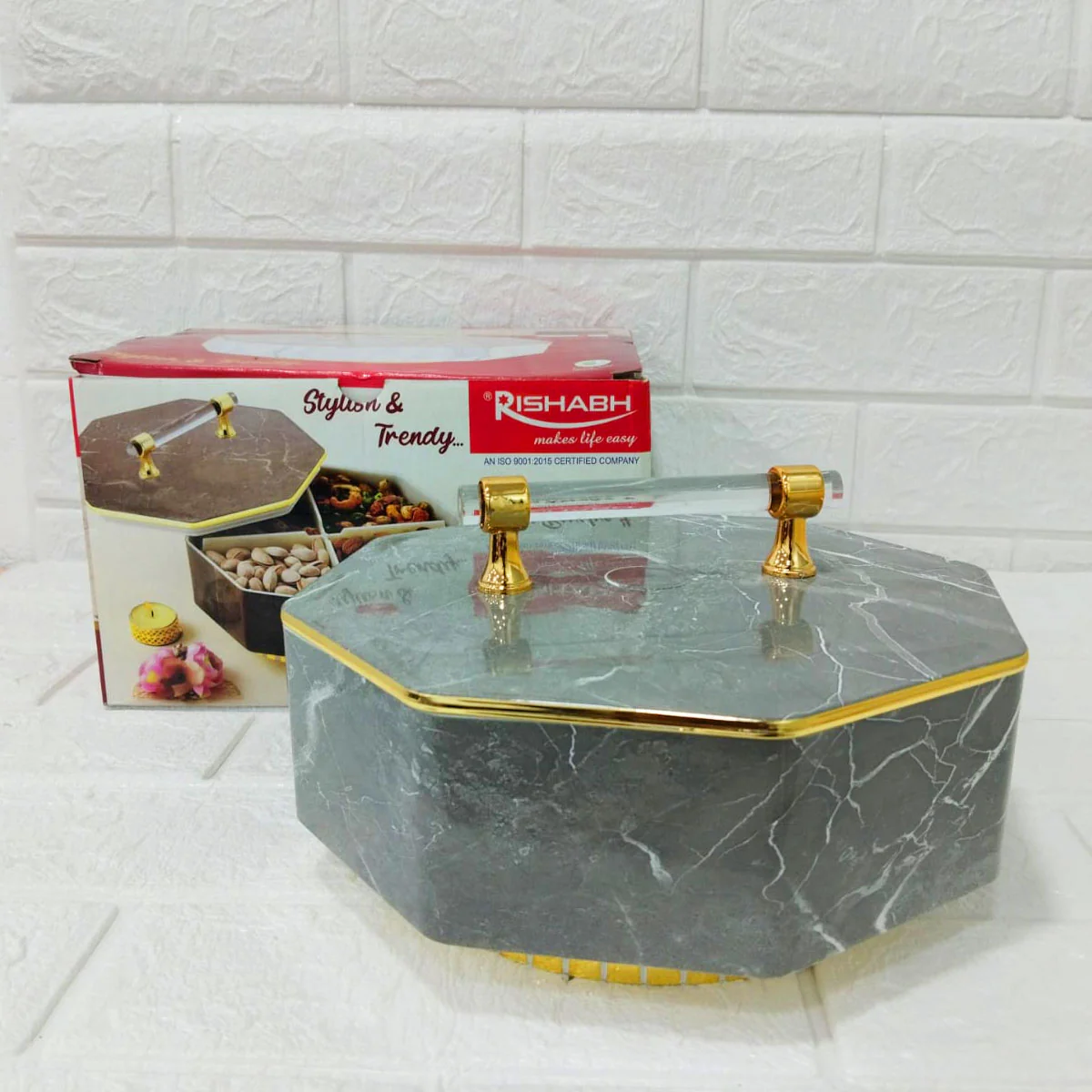 Di0162 Rishabh Stylish & Trendy Multipurpose Set - Premium Hexagon Dry Fruit & Snack Storage Box