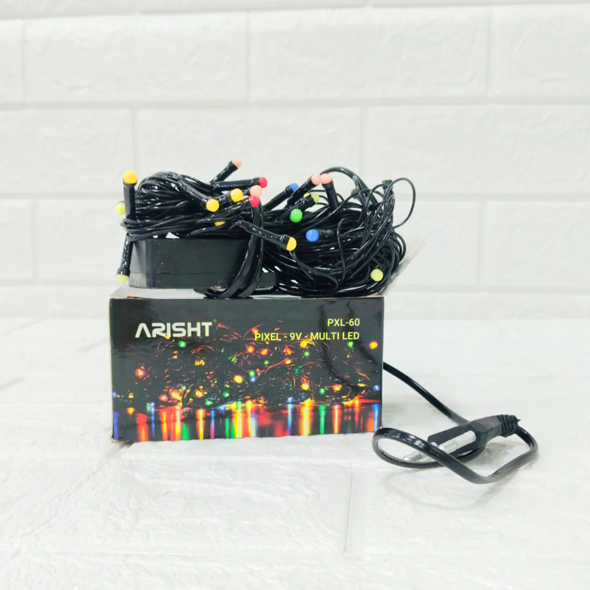Di0193 Arisht PXL-60 Multi-Color Pixel LED String Lights with Black Wire
