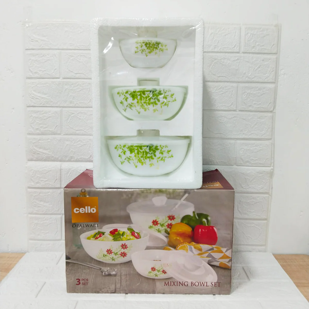 Di0207 Cello Opalware Royal Mixing Bowl with Premium Lid Set of 3pc